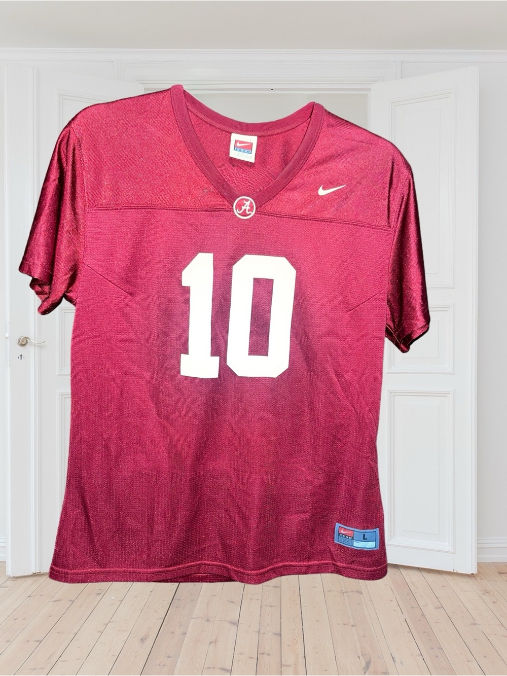 #4~Nike Youth Alabama Crimson Red #10 Football Jersey, Size Youth L (12~14)